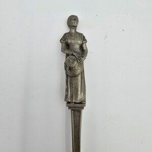 Vintage Pewter Decorative Spoon Holland-Inspired Design Dutch Woman Handle Marke